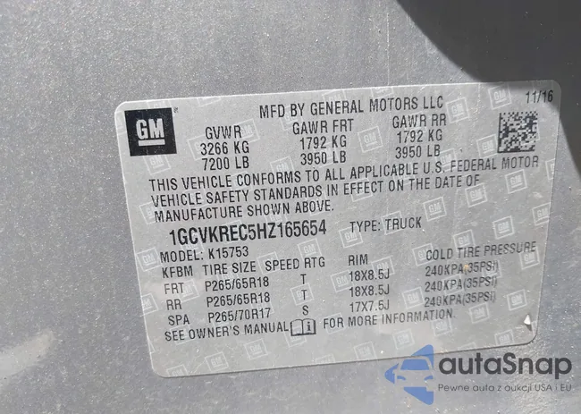 1GCVKREC5HZ165654: 43042633