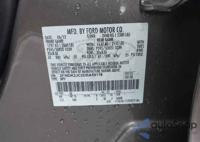 2FMDK3JC2DBA59119: 43042847