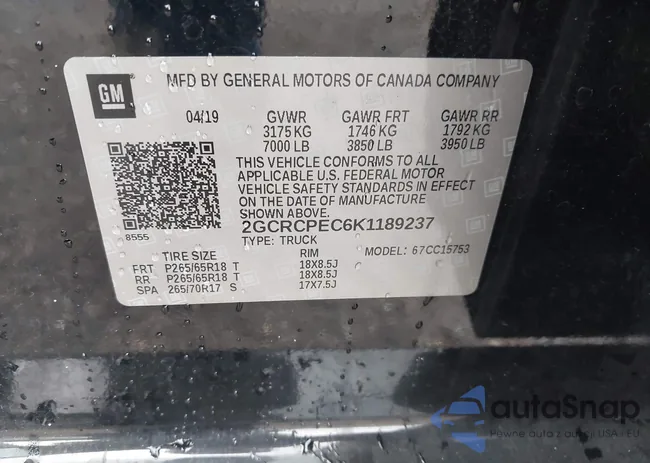 2GCRCPEC6K1189237: 43042093