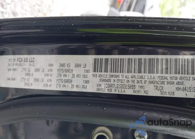 1C6RR7LG1GS315099: 43042225