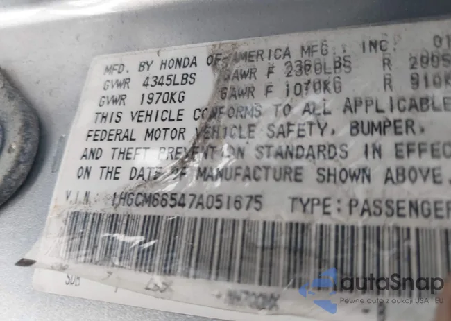 1HGCM66547A051675: 43043270