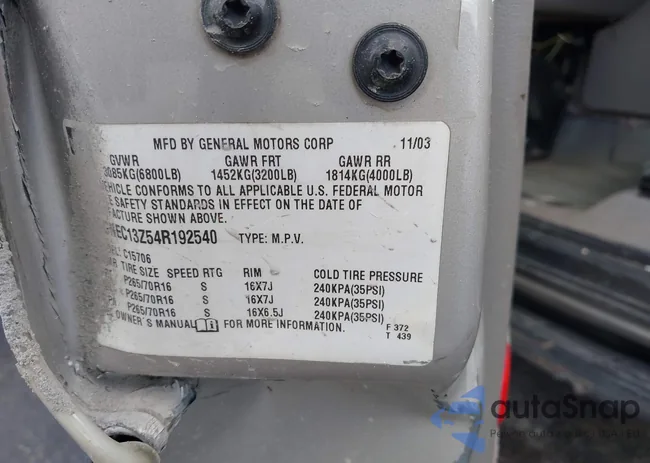 1GNEC13Z54R192540: 43043338