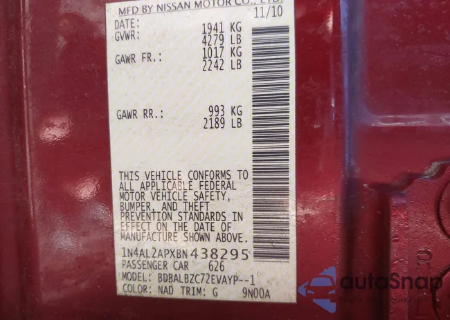 1N4AL2APXBN438295: 43043384