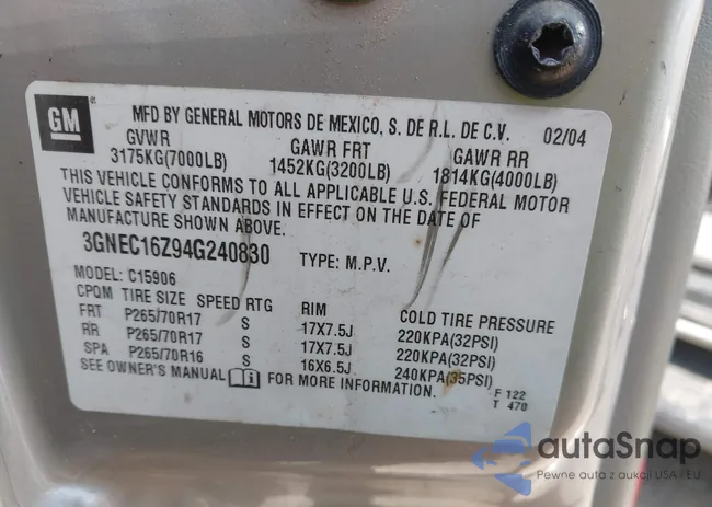 3GNEC16Z94G240830: 43043582