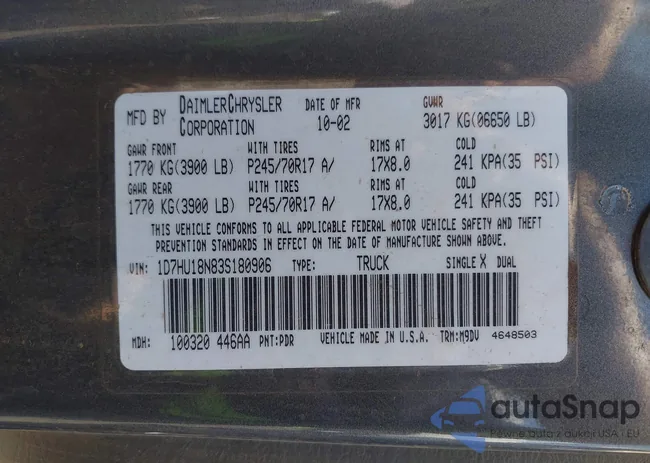 1D7HU18N83S180906: 43043641