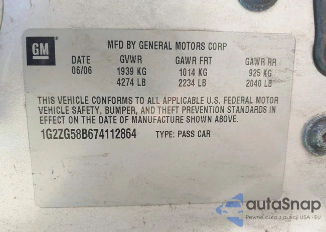 1G2ZG58B674112864: 43043668