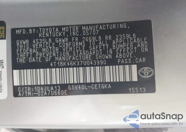 4T1BK46KX7U043990: 43043671