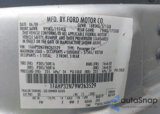 1FAHP32N79W263529: 43043839