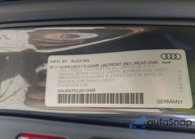 WAUB4CF52JA010488: 43042952