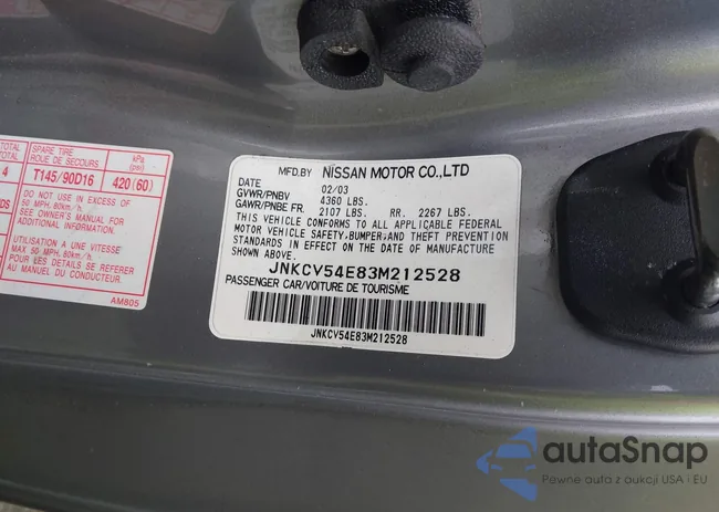 JNKCV54E83M212528: 43042955