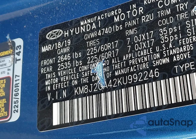 KM8J2CA42KU992246: 43042961