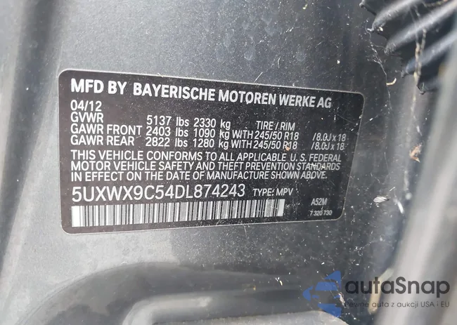 5UXWX9C54DL874243: 43043043