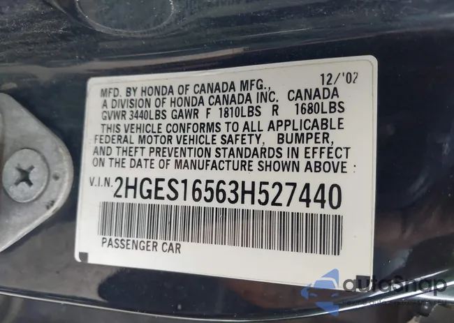 2HGES16563H527440: 43043182