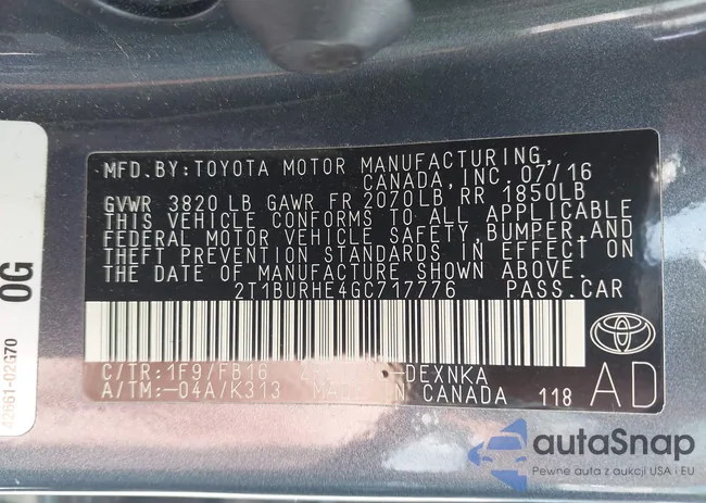 2T1BURHE4GC717776: 43043920