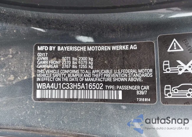 WBA4U1C33H5A16502: 43044101