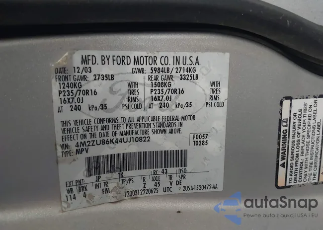 4M2ZU86K44UJ10822: 43045265