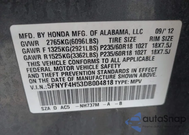 5FNYF4H53DB004818: 43045348