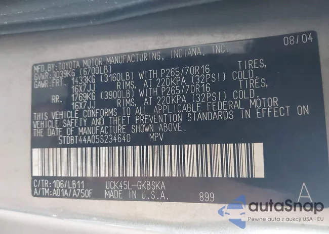 5TDBT44A05S234640: 43045383