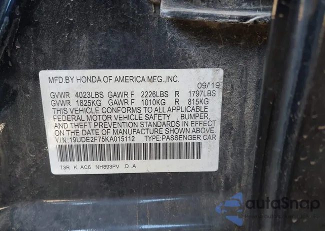 19UDE2F75KA015112: 43045430