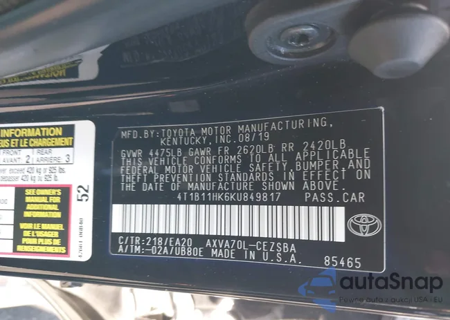 4T1B11HK6KU849817: 43045509