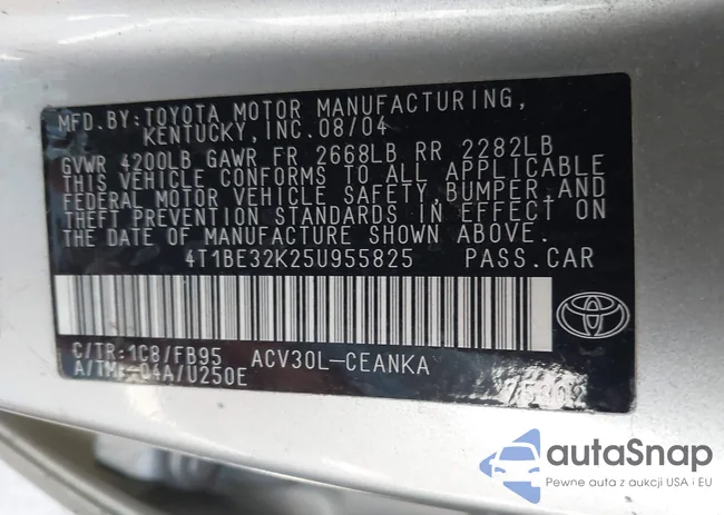 4T1BE32K25U955825: 43045674