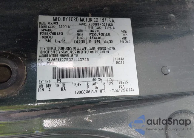 5LMFU27R33LJ43745: 43045767