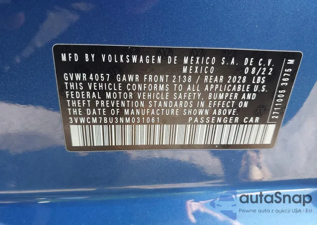 3VWCM7BU3NM031061: 43045800