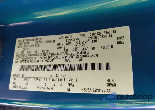 1FTEW1CP2KKE75725: 43044940