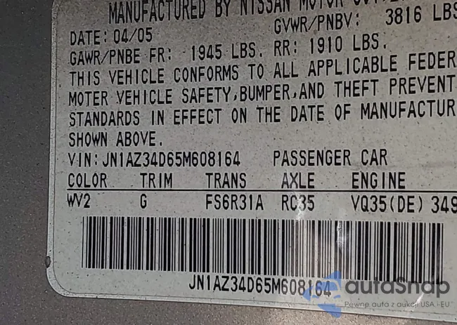 JN1AZ34D65M608164: 43046258