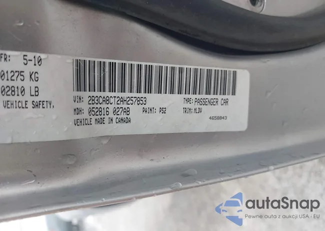 2B3CA8CT2AH257853: 43046285