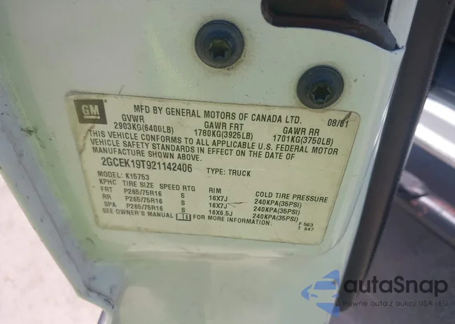 2GCEK19T921142406: 43046455