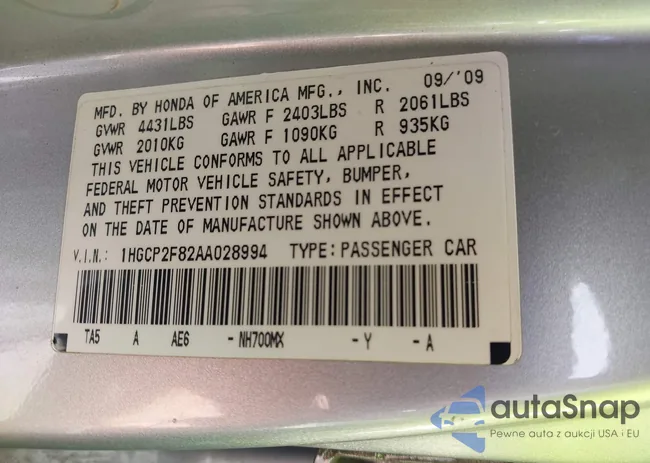 1HGCP2F82AA028994: 43046463