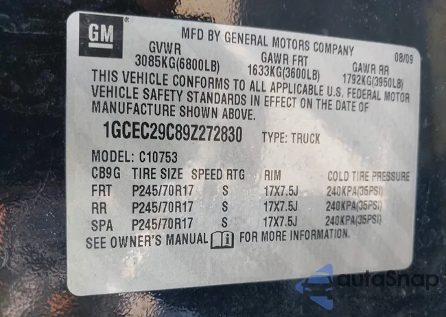 1GCEC29C89Z272830: 43046505