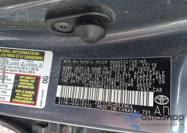 2T1BURHE4HC809522: 43046544