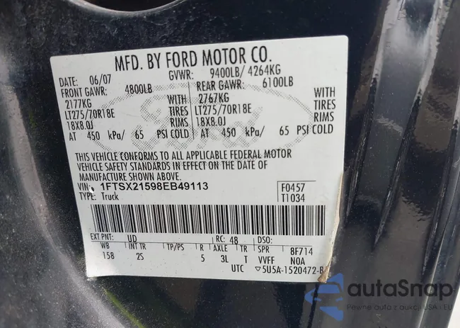 1FTSX21598EB49113: 43046550