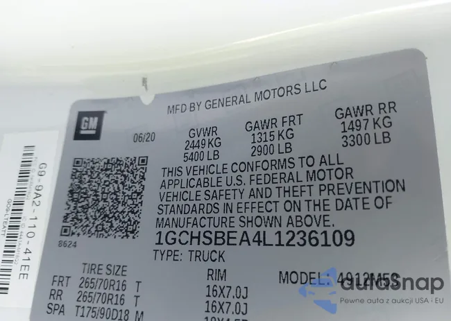 1GCHSBEA4L1236109: 43046598