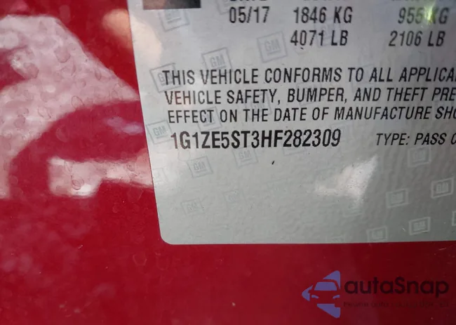 1G1ZE5ST3HF282309: 43046615