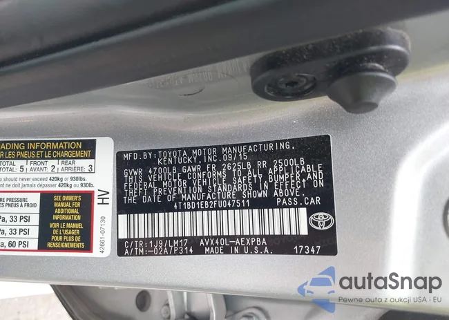 4T1BD1EB2FU047511: 43046725