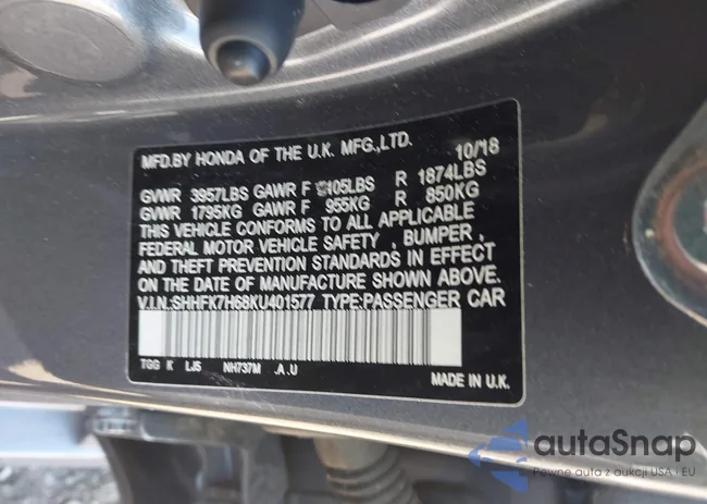 SHHFK7H68KU401577: 43046782