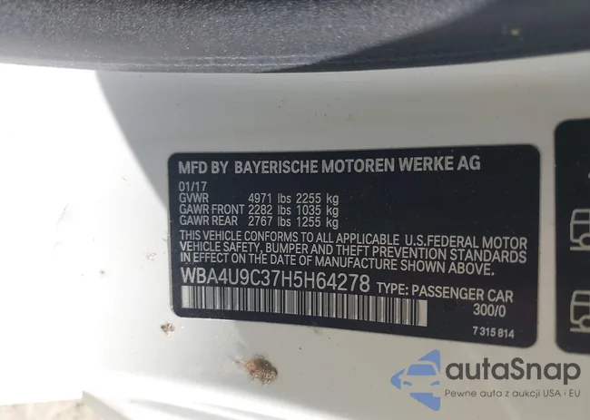 WBA4U9C37H5H64278: 43046786