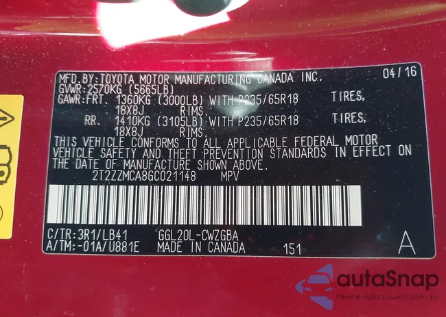 2T2ZZMCA8GC021148: 43045915