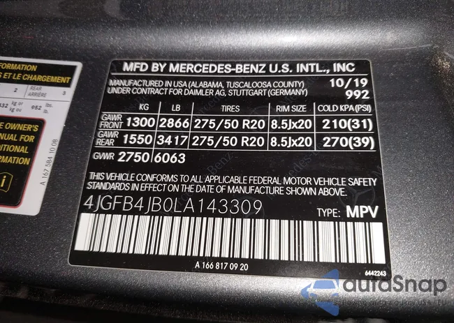 4JGFB4JB0LA143309: 43045930