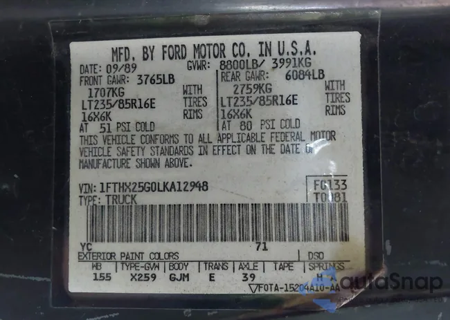 1FTHX25G0LKA12948: 43045935