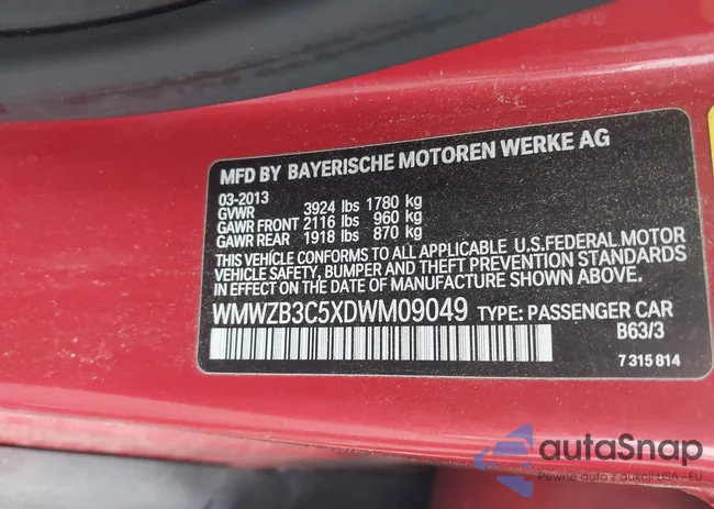 WMWZB3C5XDWM09049: 43046132