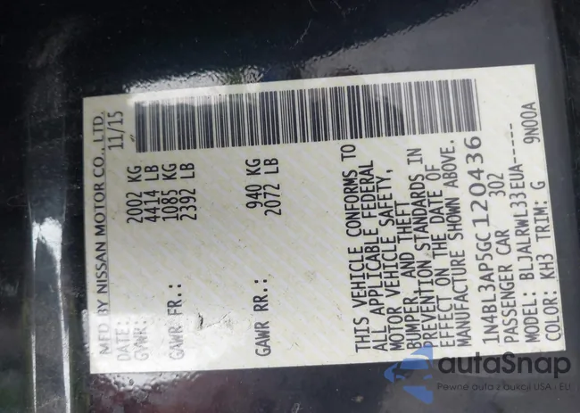 1N4BL3AP5GC120436: 43046226