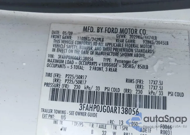 3FAHP0JG0AR138056: 43046240