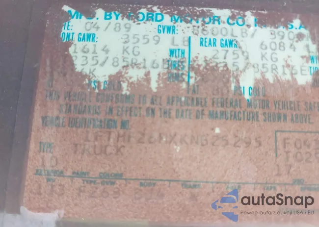 1FTHF26HXKNB25295: 43047343