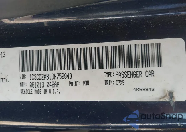 1C3CDZAB1DN752843: 43047367