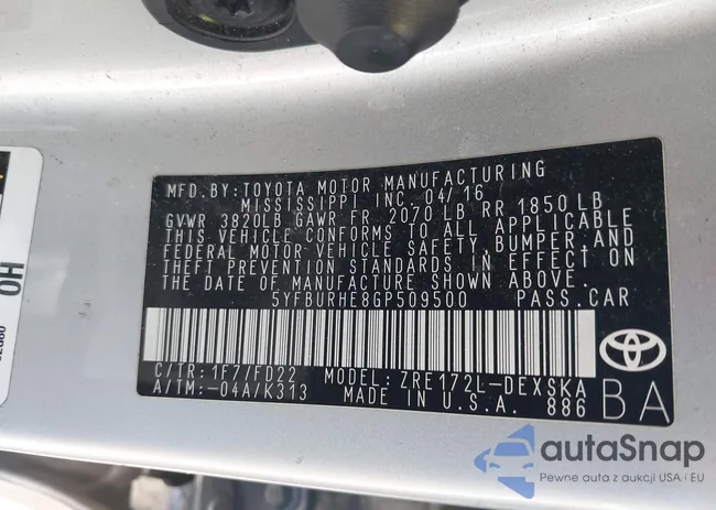 5YFBURHE8GP509500: 43047513