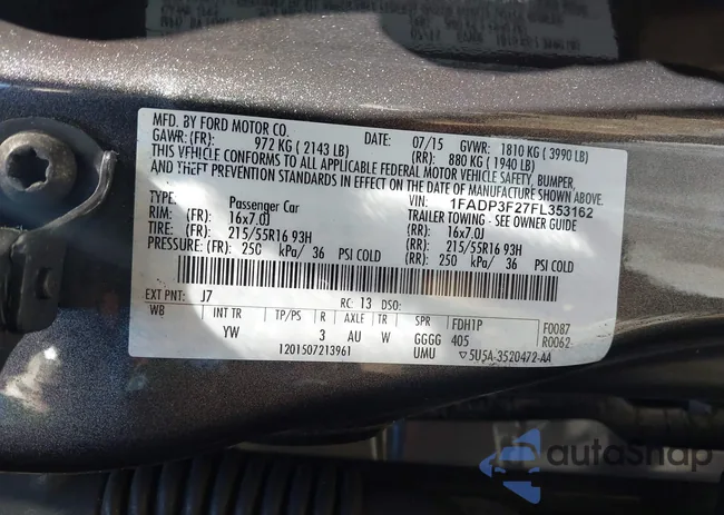 1FADP3F27FL353162: 43047537